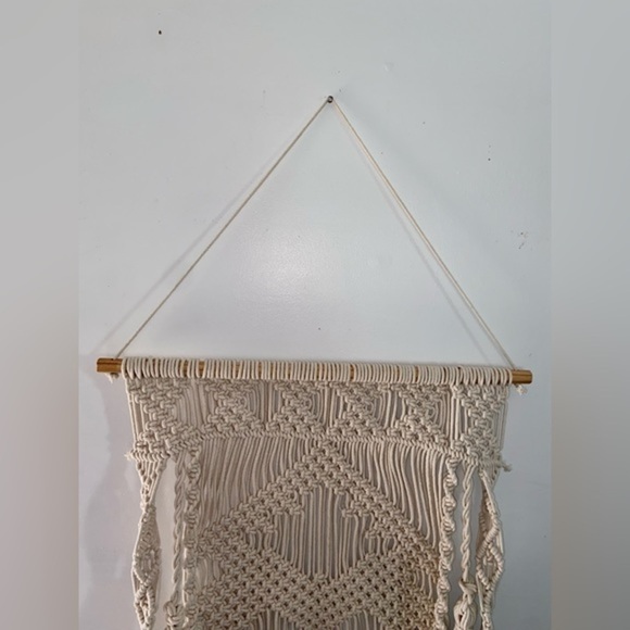 Wall Mounted Floating wood Shelf Large cream boho Macrame Tapestry hand-woven - Picture 8 of 15